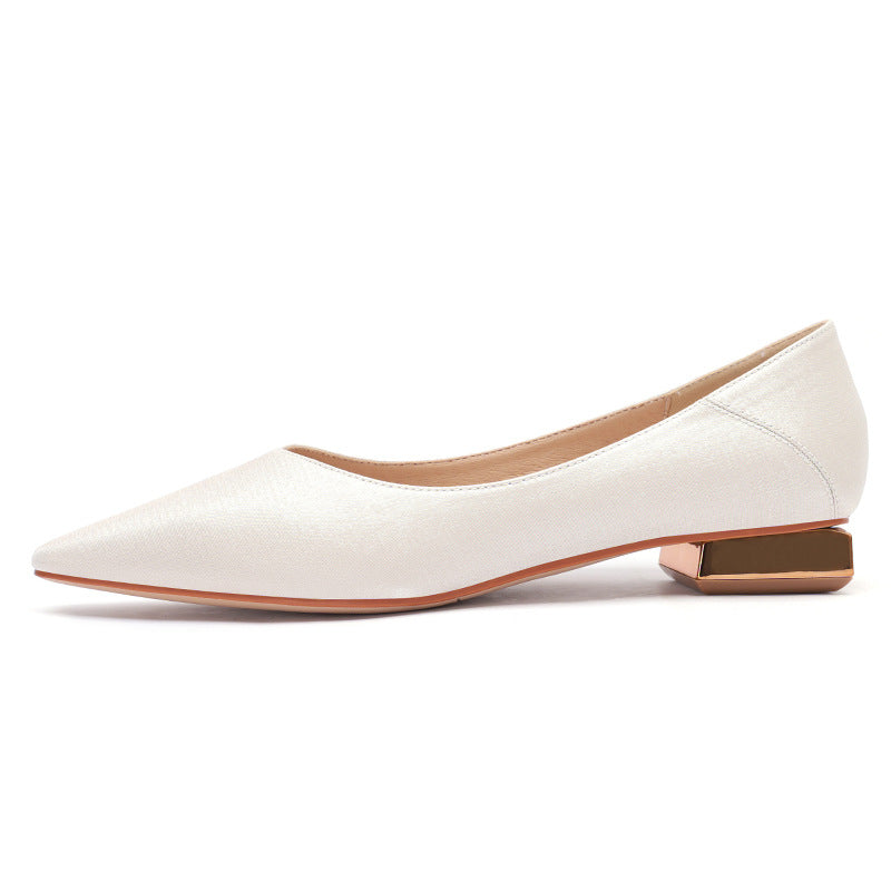 Chaussures basses à bout carré pour femme, épaisses et galvanisées