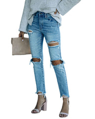 Ripped Street Slimming All-Matching Jeans Cropped Pants Casual Pants
