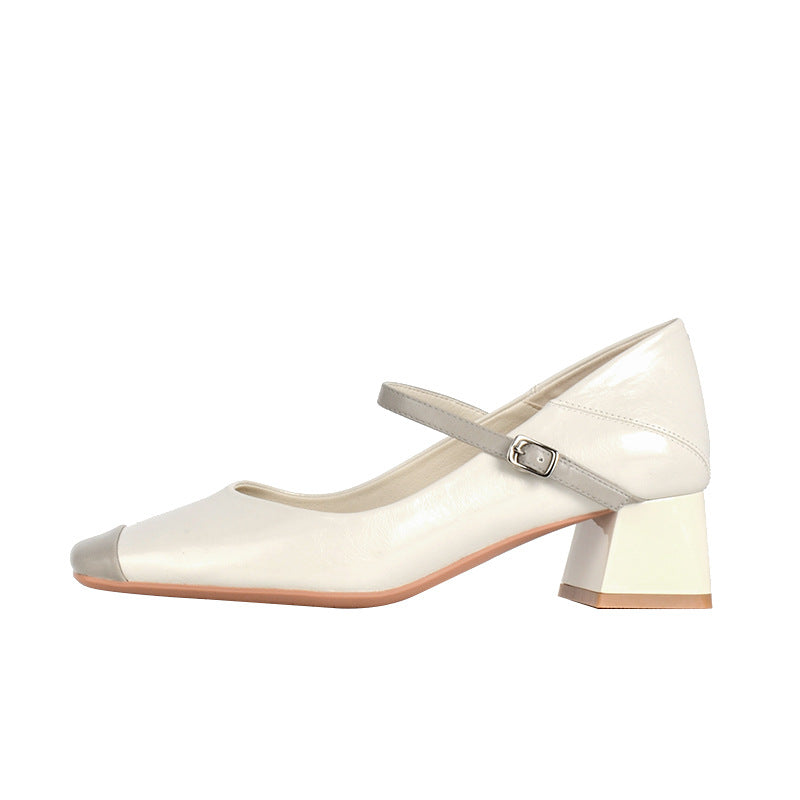 Mary Jane Femme Bout Carré Style Français Classique