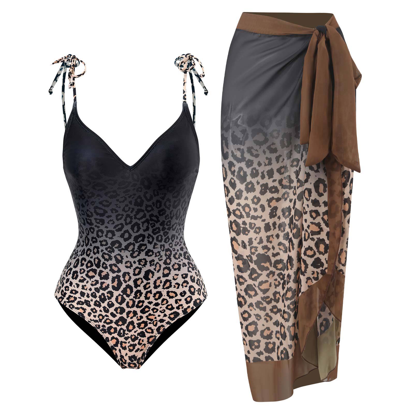 Siamese Conservative Covering Belly Thin Backless Skirt Swimsuit Chiffon Beach Dress