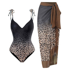 Siamese Conservative Covering Belly Thin Backless Skirt Swimsuit Chiffon Beach Dress