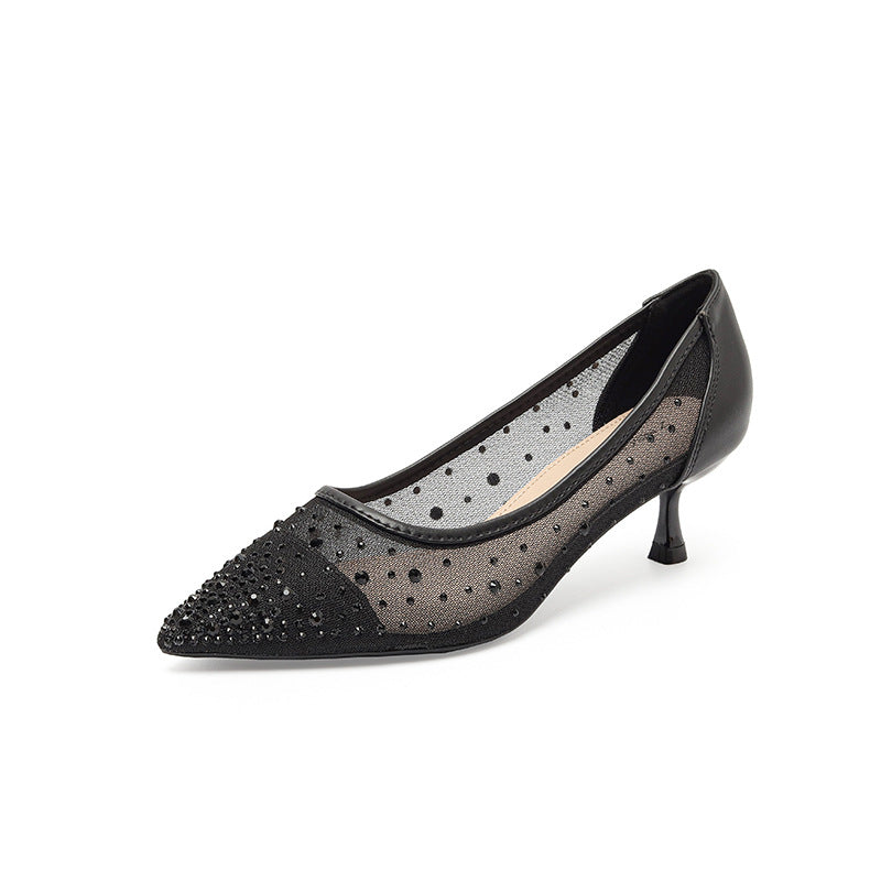 Creative Women's Pointed French Rhinestone Mesh