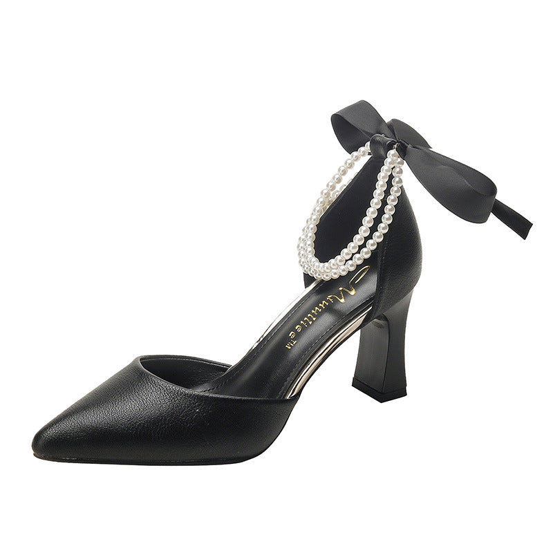 Classic Women's Chunky Hollow Black Professional Heels