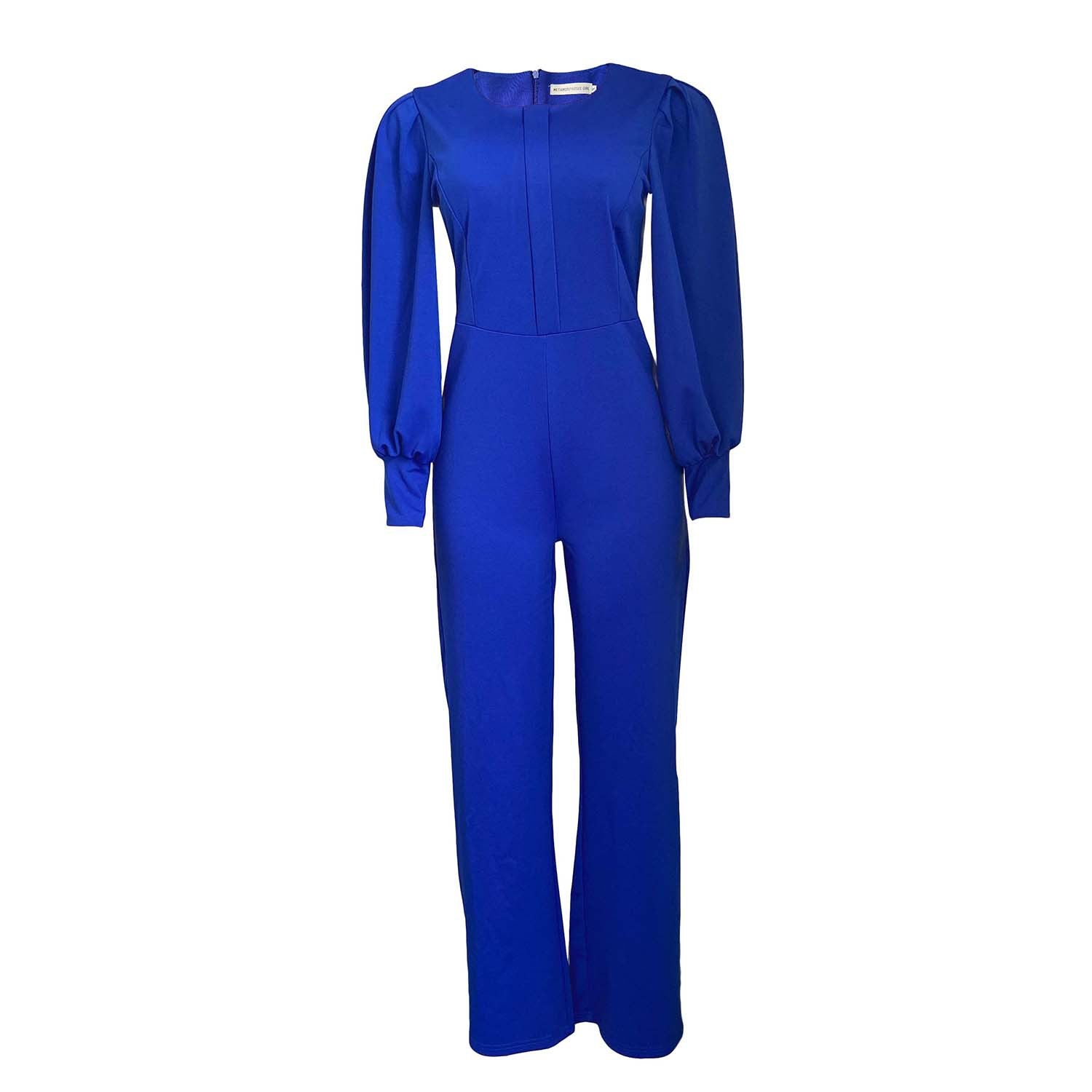 Office High Waist Straight Solid Color African Jumpsuit Mom Wear Plus Size