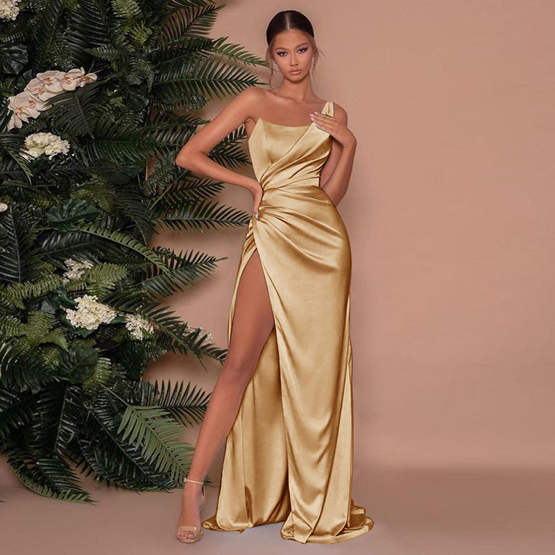 One-Shoulder Split High Waist Mop Long Maxi Elegant Prom Dress