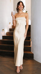 Elegant Socialite Satin Hollow Out Cutout Backless Tube Top Dress Length