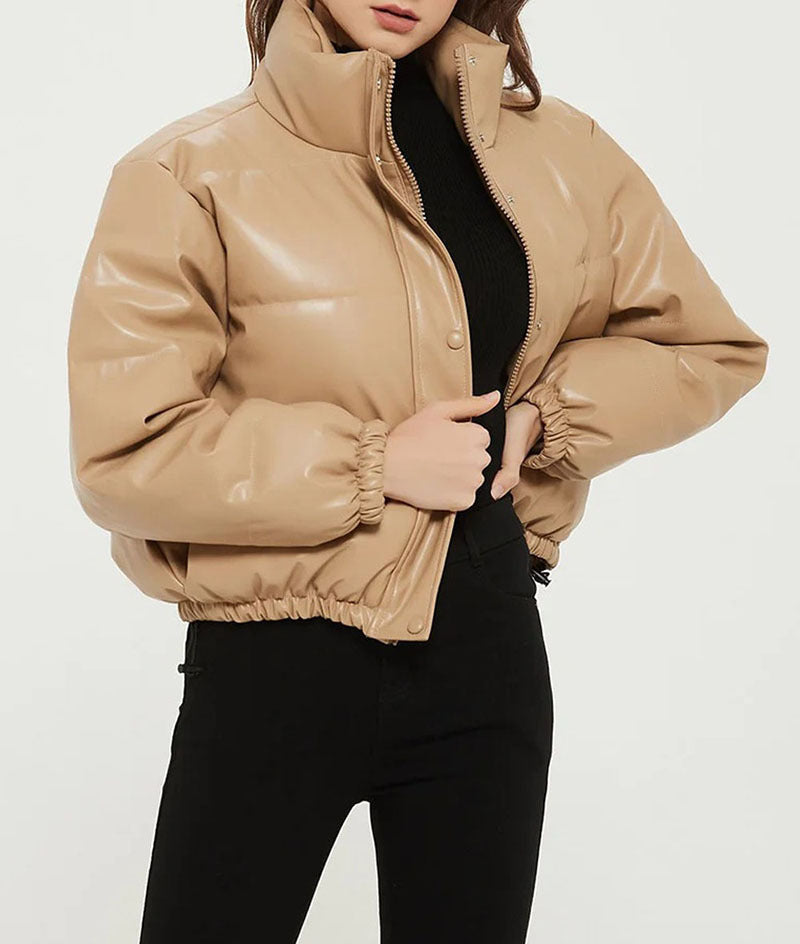 Leather Coat StCollar Short Warm Bread Cotton Padded Jacket