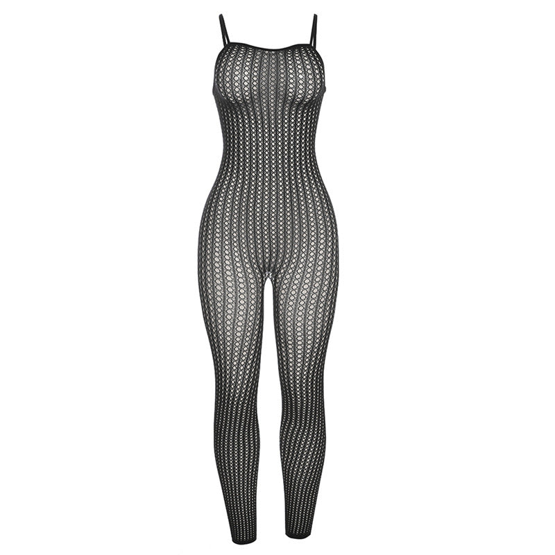 Cutout Etuikleid Skinny Mesh High Waist Lässige Einteilerhose