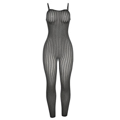 Cutout Etuikleid Skinny Mesh High Waist Lässige Einteilerhose