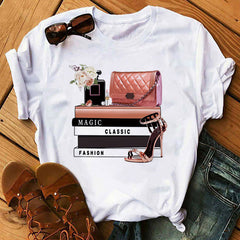 T shirt Top Print round Neck Top T-shirt