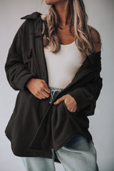 Fall Polo Collar Single Breasted Long Sleeve Shacket