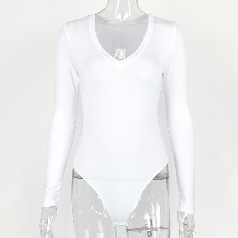 Bottoming Shirt Tight Modal Long Sleeve V-neck Bodysuit