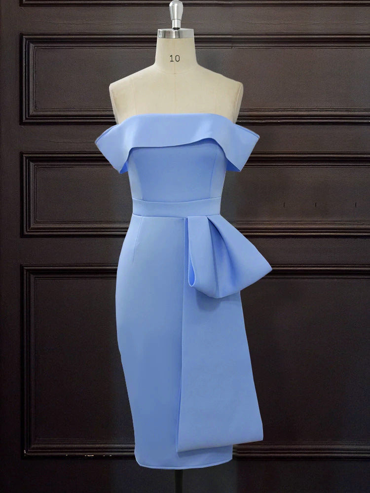 Tube Top Backless Dress Christmas Party Ribbon Dress