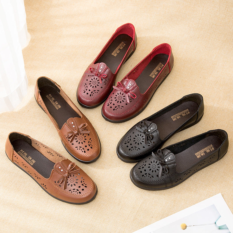 Women's Bottom Mom Pumps Flat Hollowed
