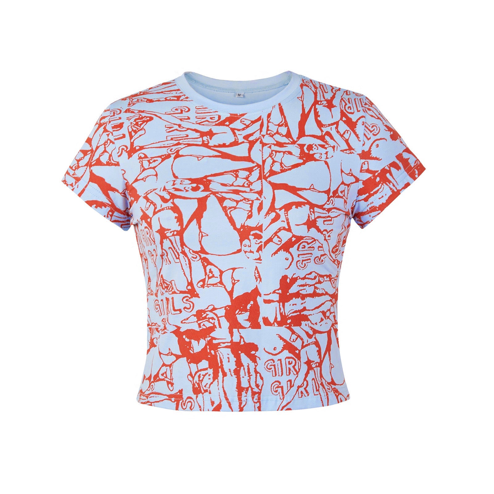 T shirt Casual Millennium Abstract Pattern Print Cropped Cropped T shirt