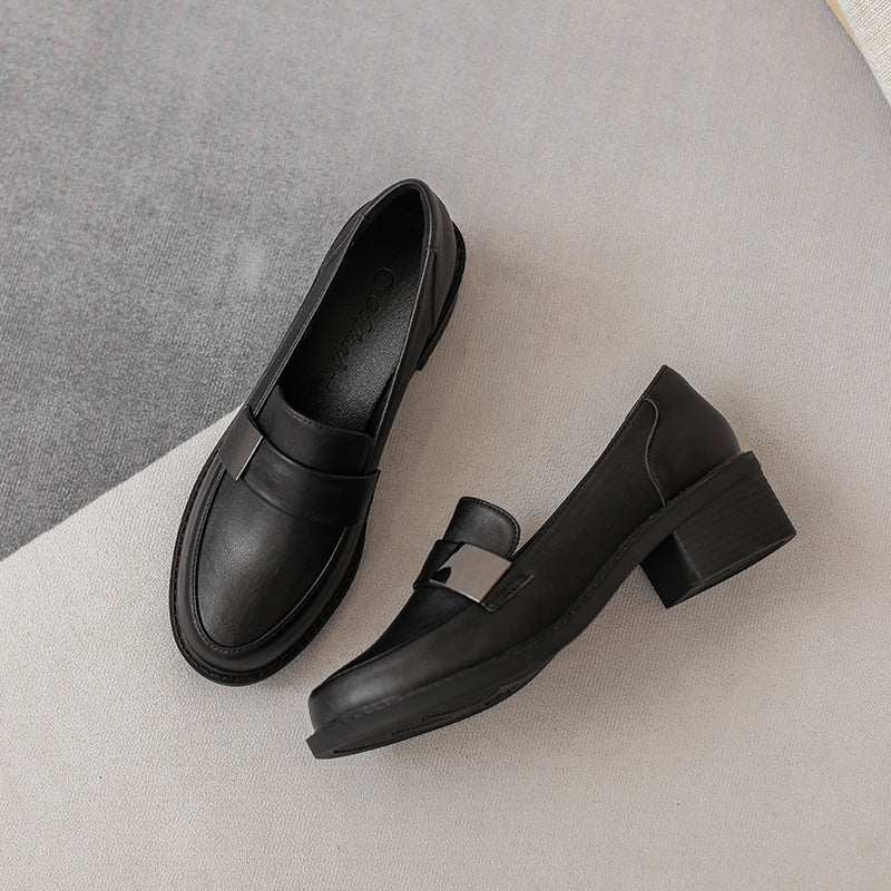 Women's British Style Soft Chunky Comfort Leather Shoes