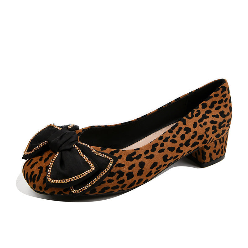 Damen Low-Cut Klassischer Stil Französisch Vintage Leopardenmuster