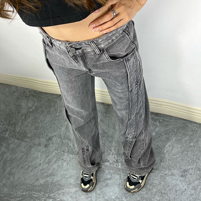 Pantalon large à coutures rétro droites et amples