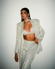 Office Suit Glittering Powder Long Suit Three Piece Suit