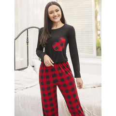 Pajamas Christmas Red Plaid Long Sleeved Homewear Suit Sleepwear