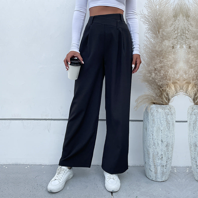 Pantalon décontracté moulant de couleur unie