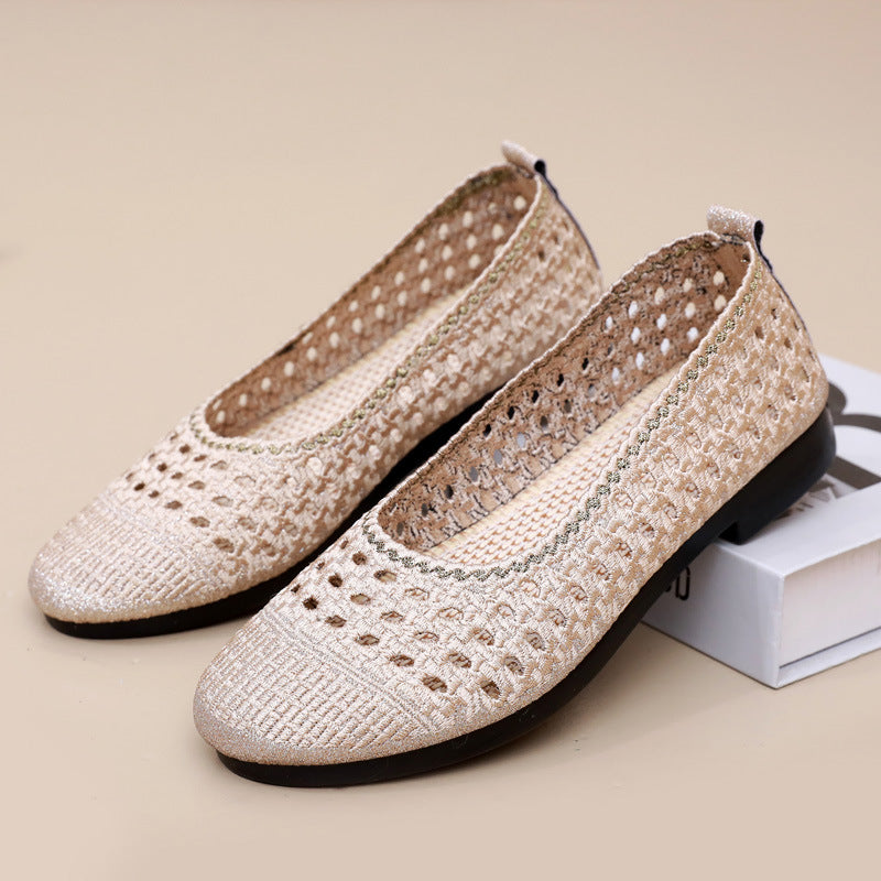 Women's Old Beijing Cloth Summer Slip-on Hollow Mother's Comfortable