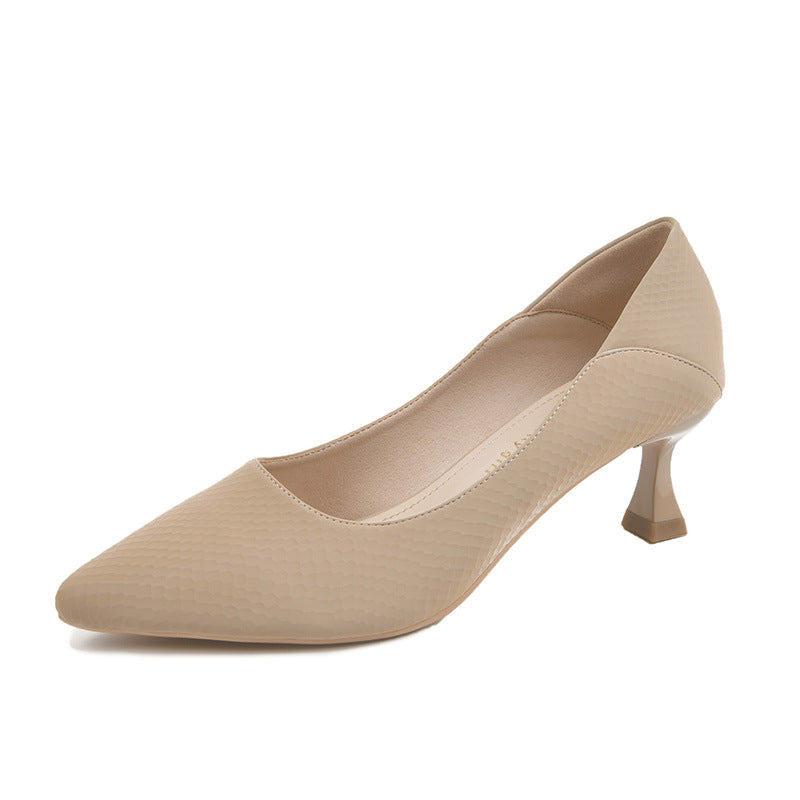Women's High Pointed Toe Black Soft Surface