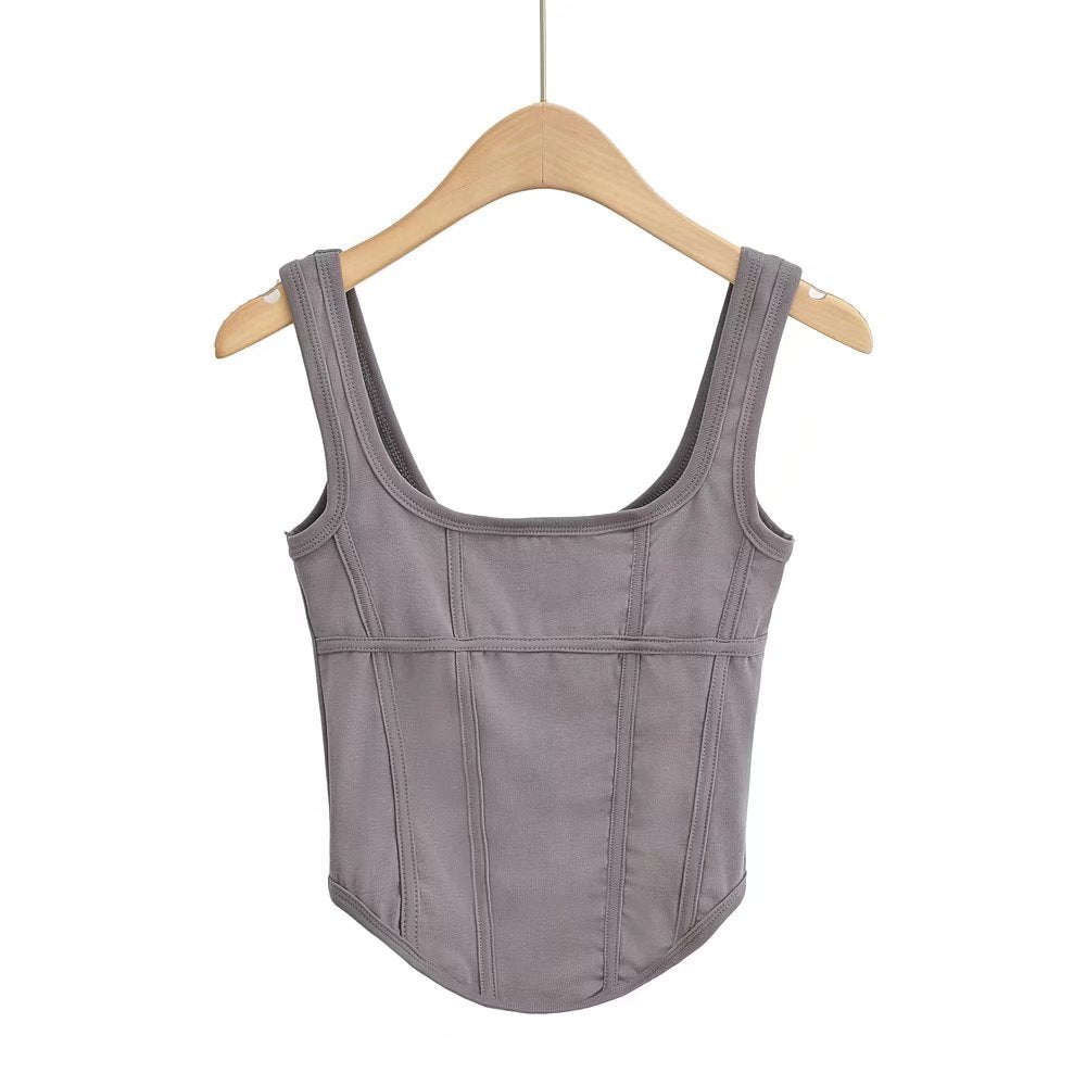 Curved Hem Exposed cropped Niche All-Match Wear Boning Corset Boning Corset Camisole