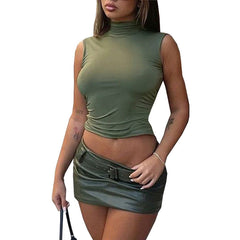 Casual Sleeveless Slim Fit Bare Back T shirt Top