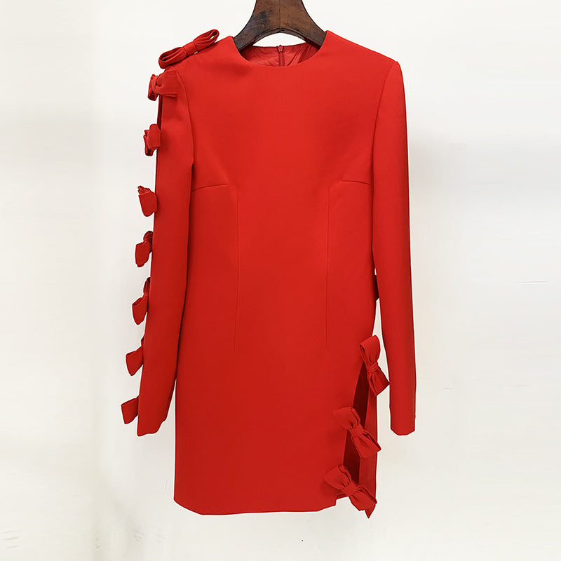 Early Star Personality Asymmetrisches Hollow Out Cutout Bow Dress Kleines Kleid