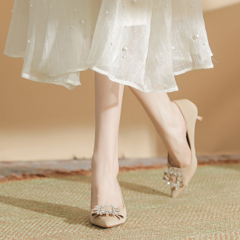 Women's Color High Frosted Elegant Summer Pointed