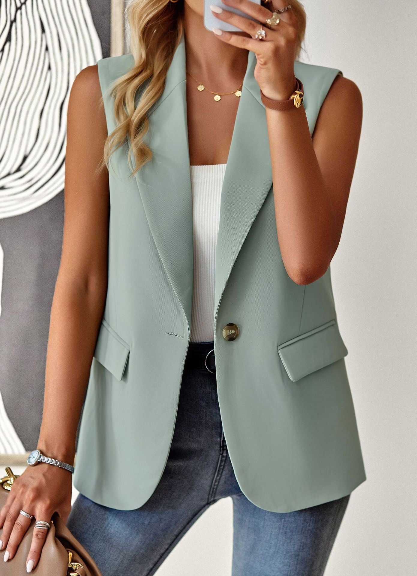 Blazer Loose Office Sleeveless Vest