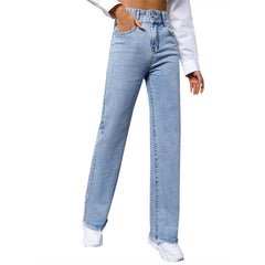 Trend Gerade Helle Farbe Alle Passenden High Waist Casual Denim Hosen