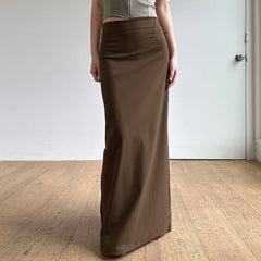 Solid Color One Piece Low Waist Slim Hip Hem Split Skirt