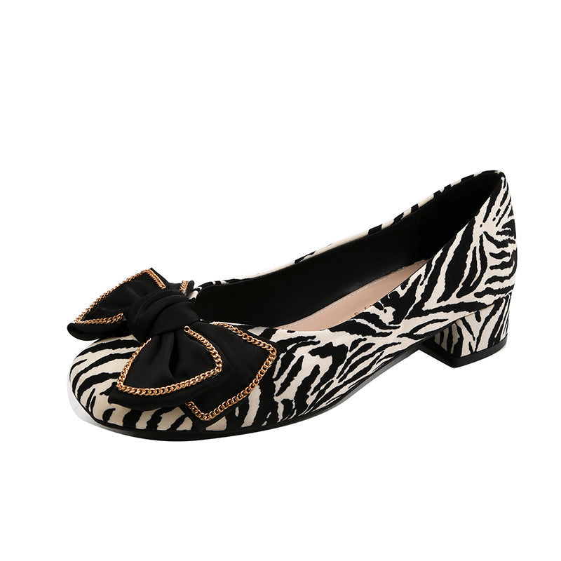 Damen Low-Cut Klassischer Stil Französisch Vintage Leopardenmuster