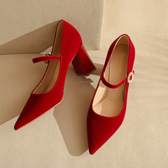 Damen Fu Spitzschuh Chunky High Heels