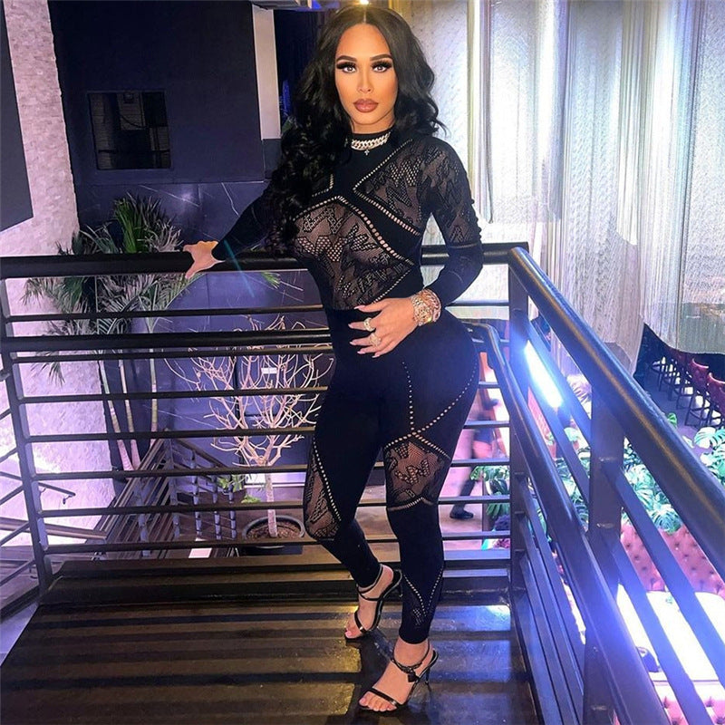 Cutout Etuikleid Skinny Strick High Waist Lässige Einteilerhose