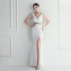 Robe longue de soirée ornée de strass et de perles pour hôte, dîner, mariage
