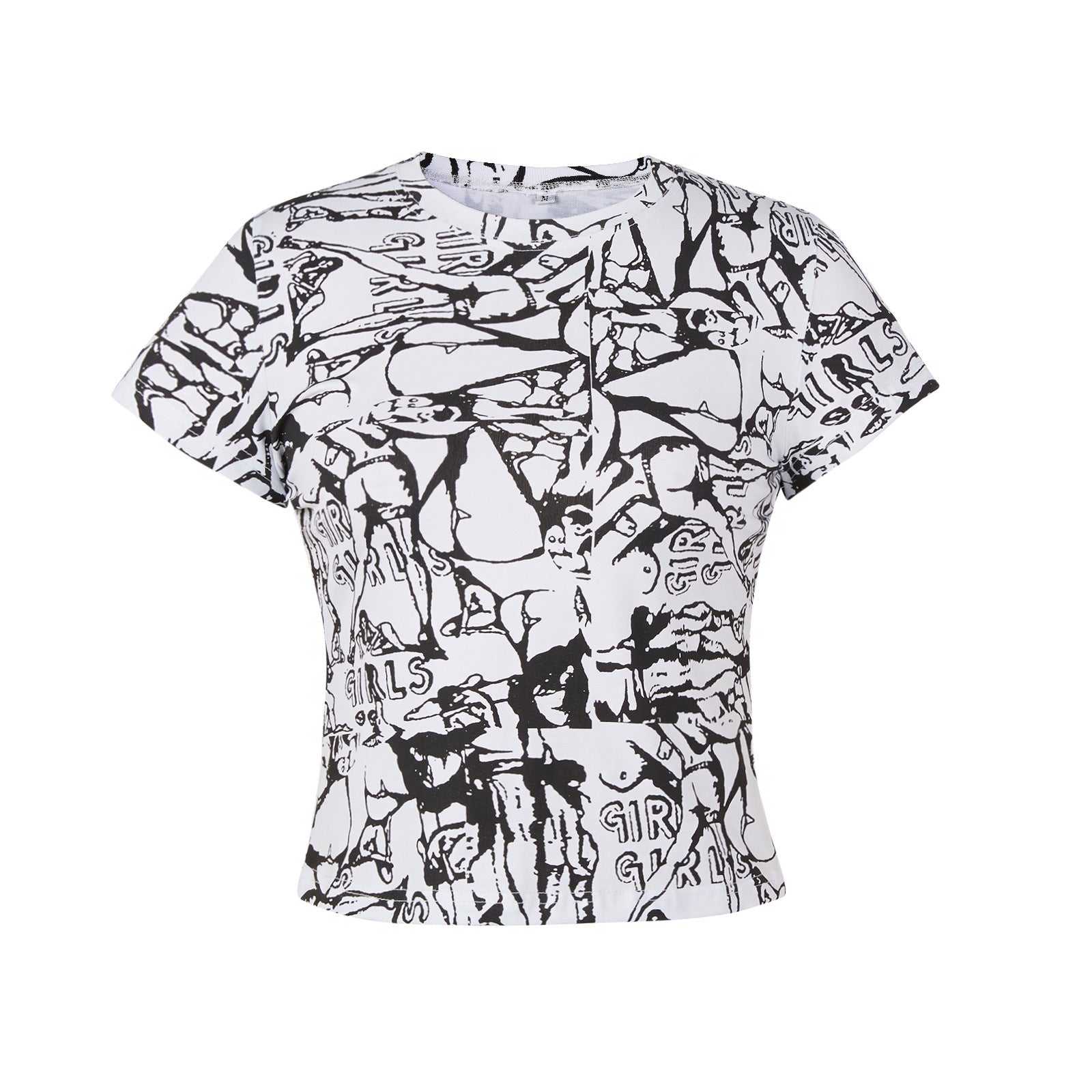 T shirt Casual Millennium Abstract Pattern Print Cropped Cropped T shirt