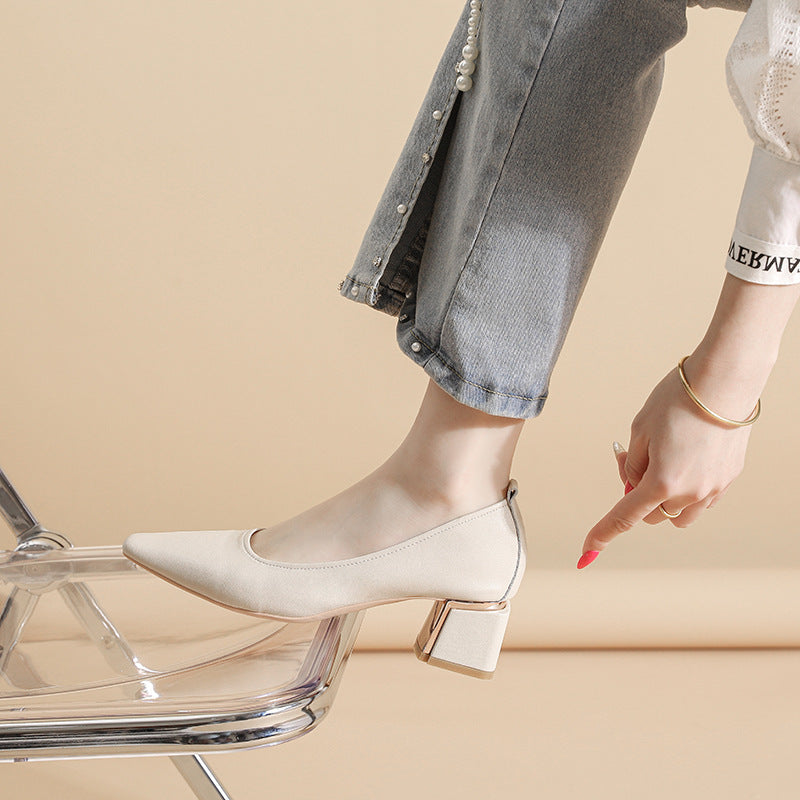 Women's High French Soft Nude Square