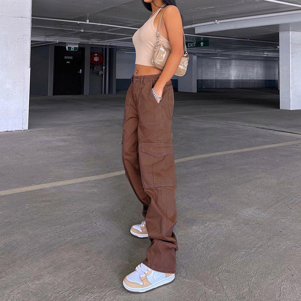 Denim Semi Elastic Personality Work Trousers