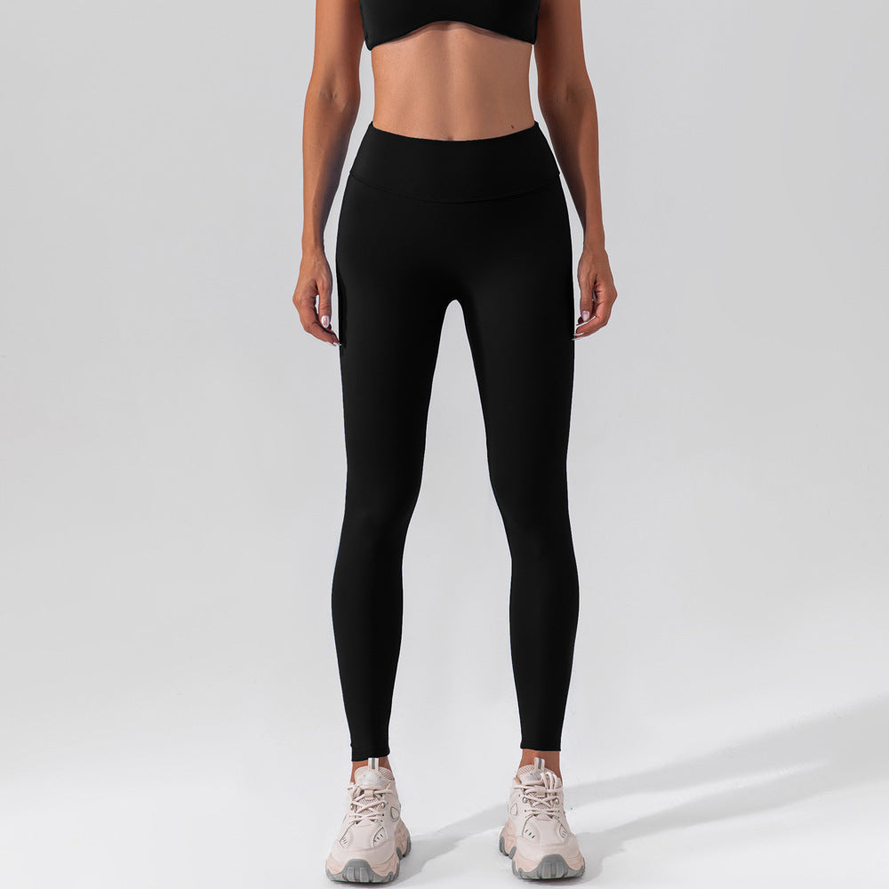 High Waist Stretch Brushed Nude Feel Yoga Pants Hip Lift Belly Shaping Slim Fit Fitness Pants Training Running Workout Pants