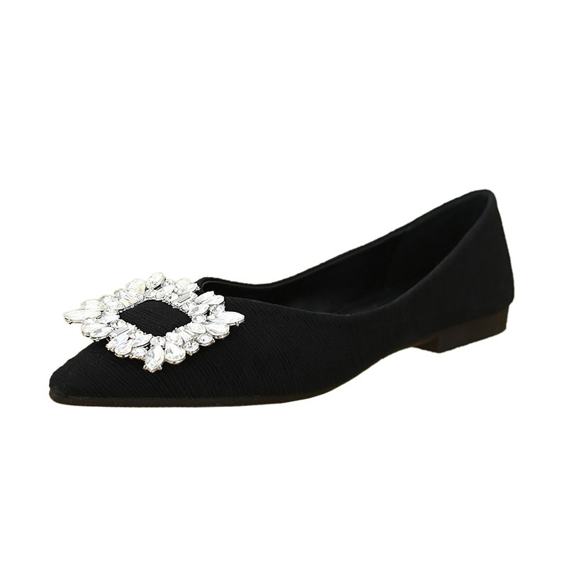 Women's Toe Rhinestone Square Buckle V Cut