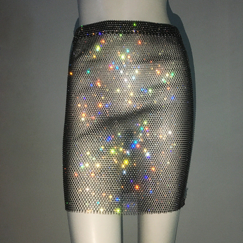 Rhinestone Fishnet Top Slim Music Festival Sweet Spicy Fengshui Diamond Top