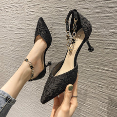 Escarpins creux pour femmes, talons hauts à boucle papillon