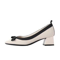 Stil Abendschleife Kitten Square Toe Low-Cut Heels