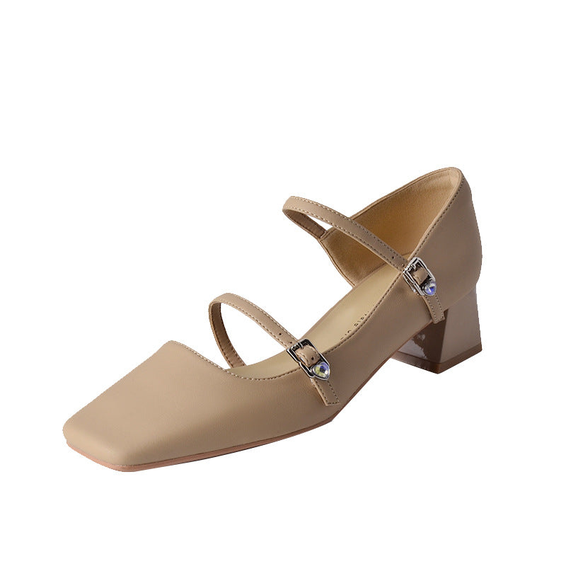 Women's French Style Vintage Mary Jane Chunky