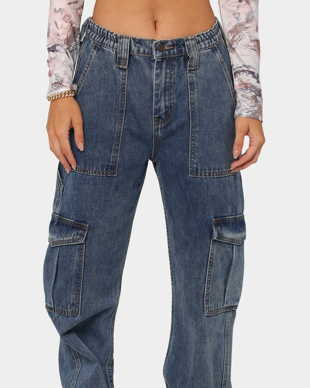 Jean cargo multi-poches à jambe large