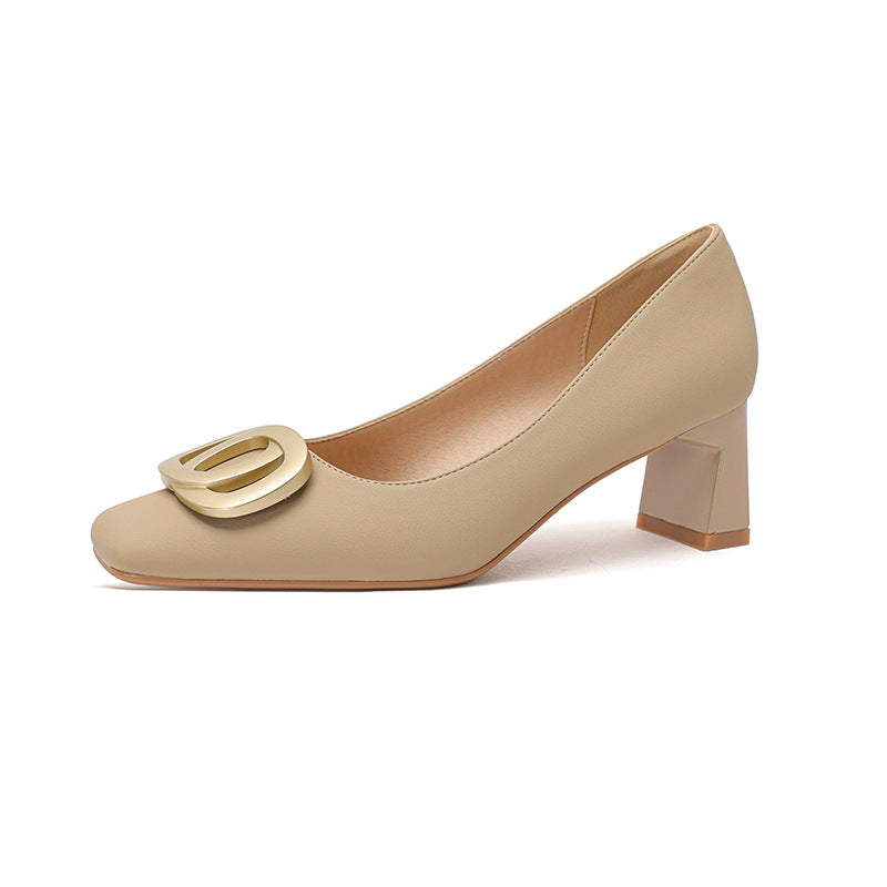 Escarpins à bout carré Fu pour femmes, talons bas et simples