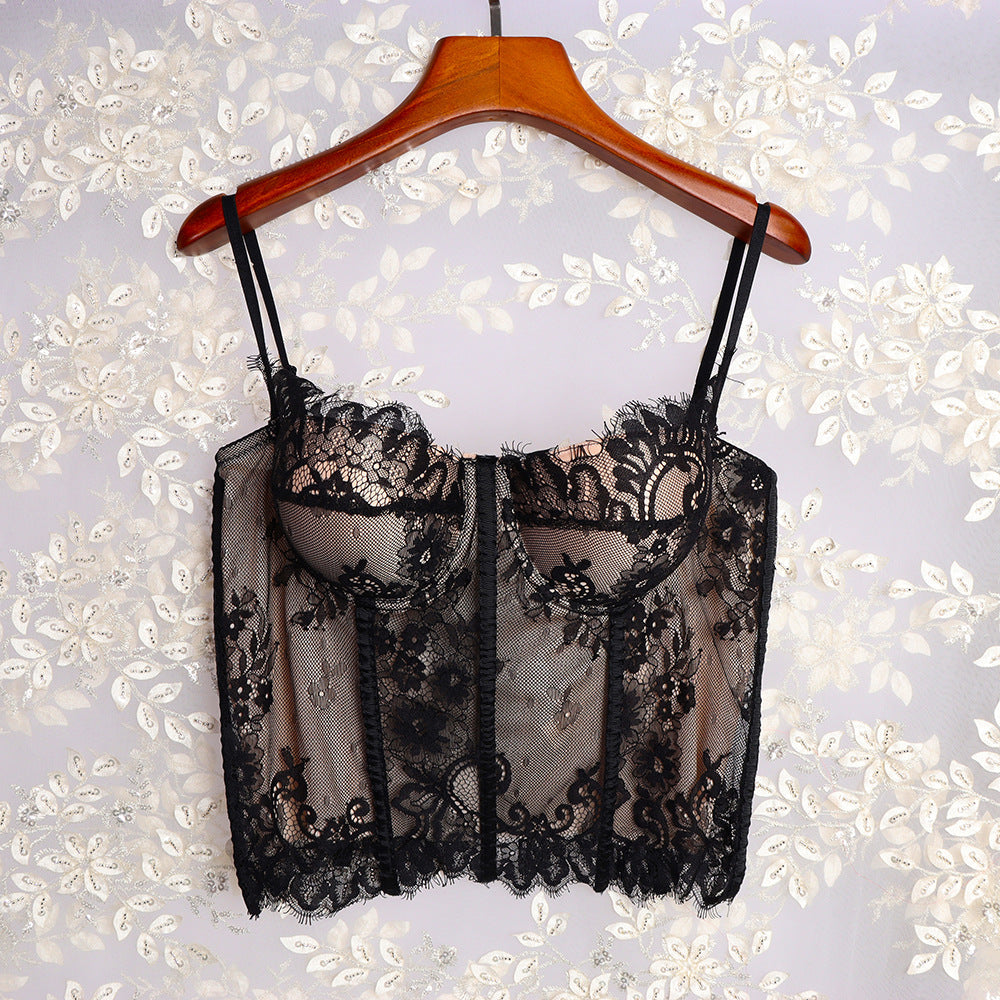 Thin Boning Corset Strap Waist Tight Lace Bottoming Vest Bra-Free Can Be Worn outside Mesh Shirt